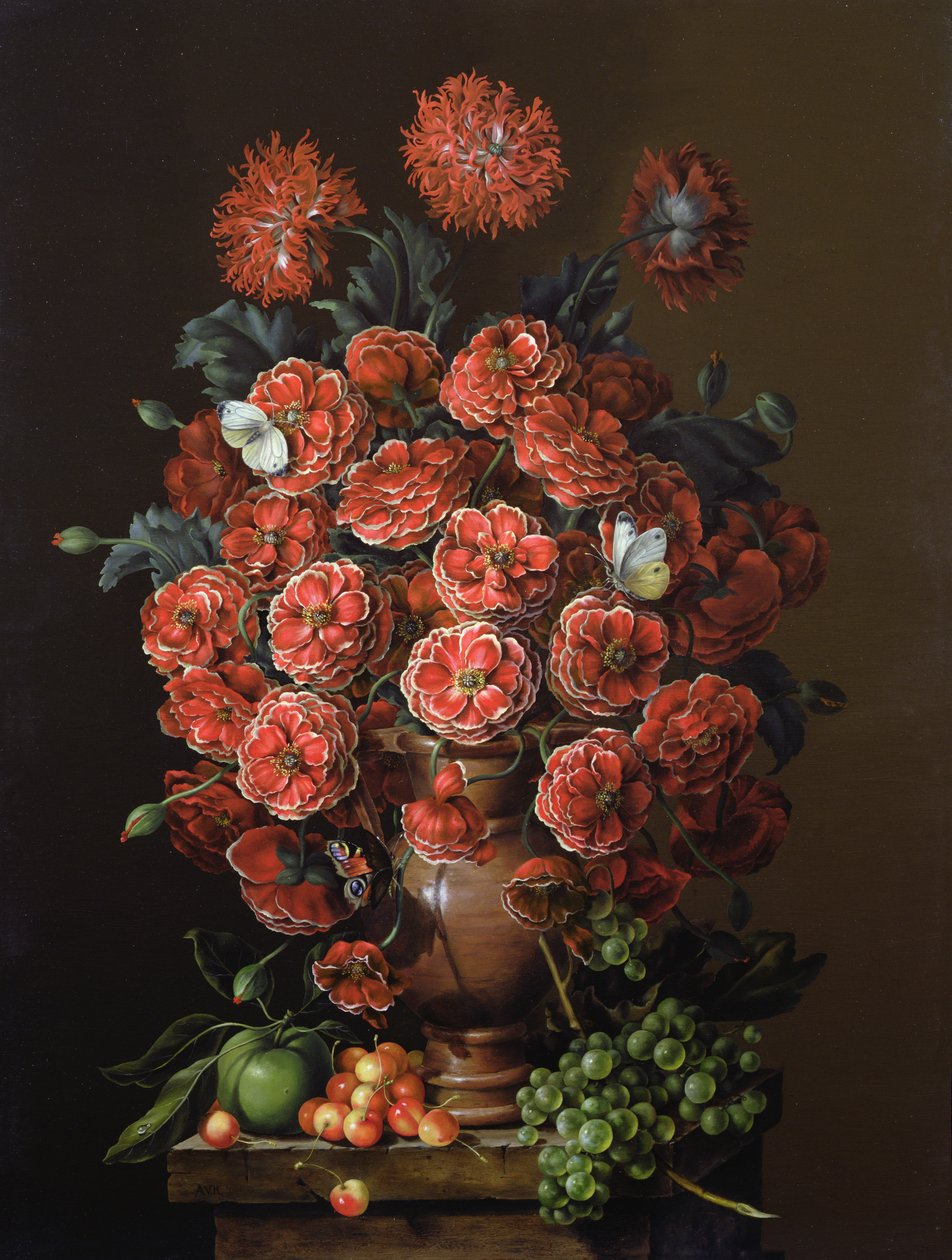 Poppies in a Terracotta Vase by Amelia Kleiser