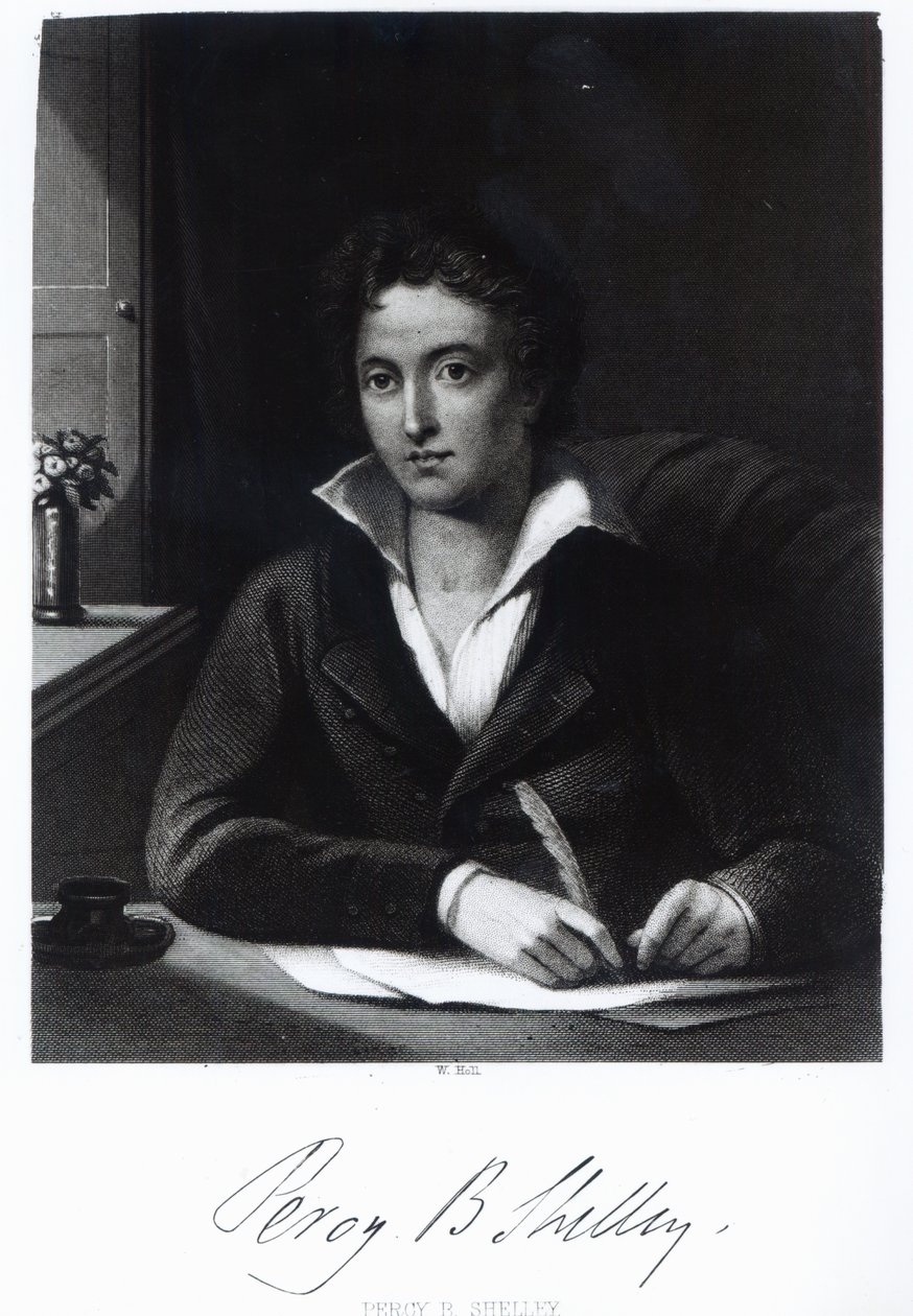 Percy Bysshe Shelley, engraved by William Holl by Amelia Curran