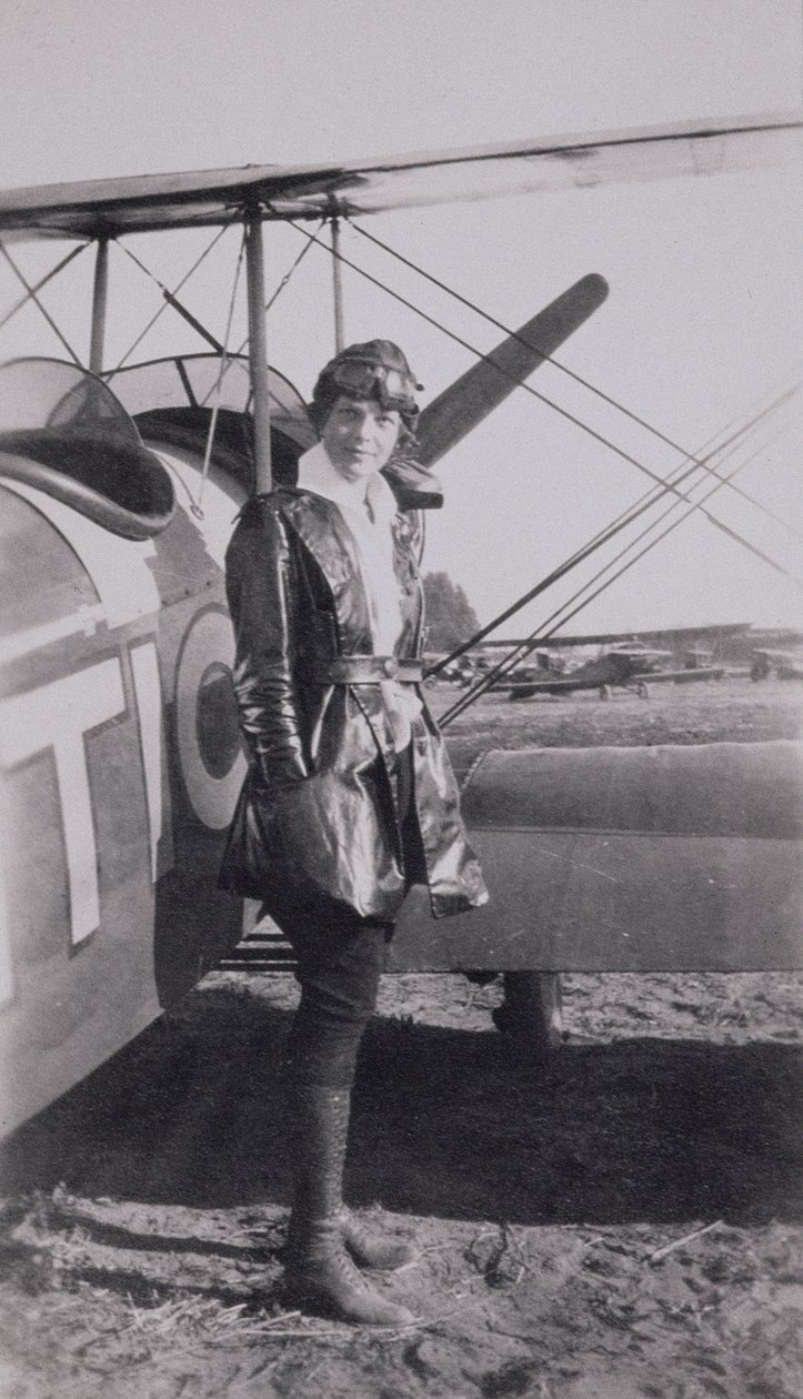 Amelia Earhart (1897-1937) next to the McLintic bi-plane, c.1922  by American Photographer