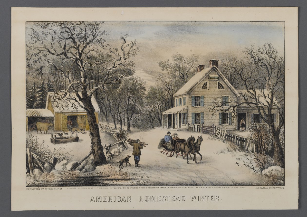 American Homestead in Winter, published by Currier & Ives, New York, 1868-69 by American School