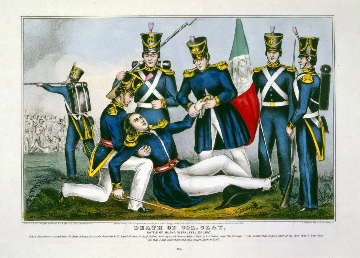 Death of Col. Clay, Battle of Buena Vista, Feb. 23, 1847, pub. 1847 by American School