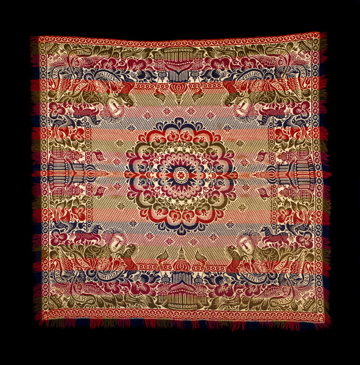 Double-Weave Coverlet, produced by Lancaster Carpet, Coverlet, Quilt and Yarn Manufacturing by American School