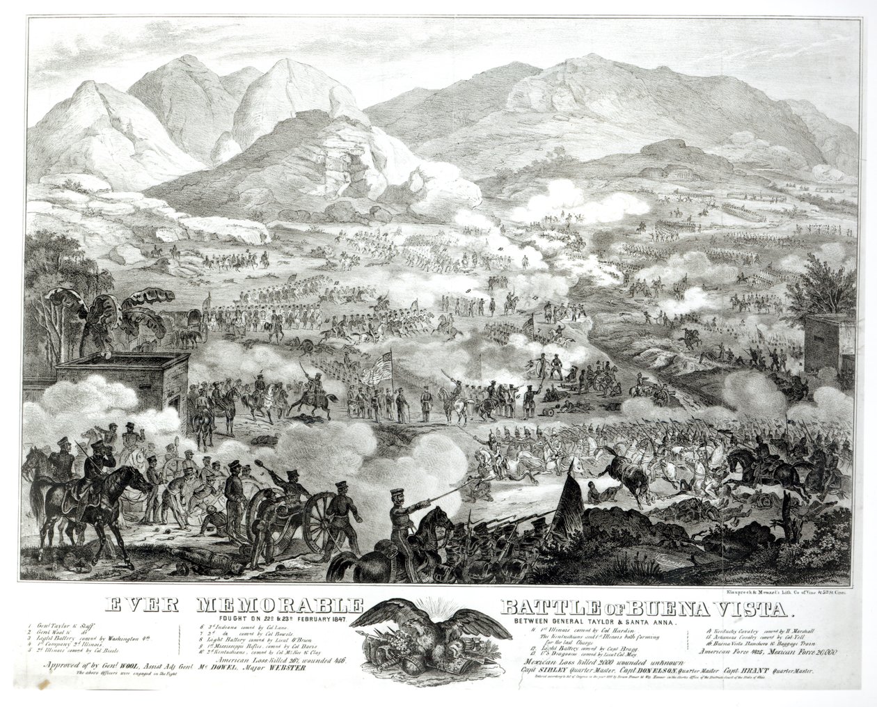 Ever Memorable Battle of Buena Vista, Fought on 22nd and 23rd February 1847, Between General Taylor and Santa Anna by American School