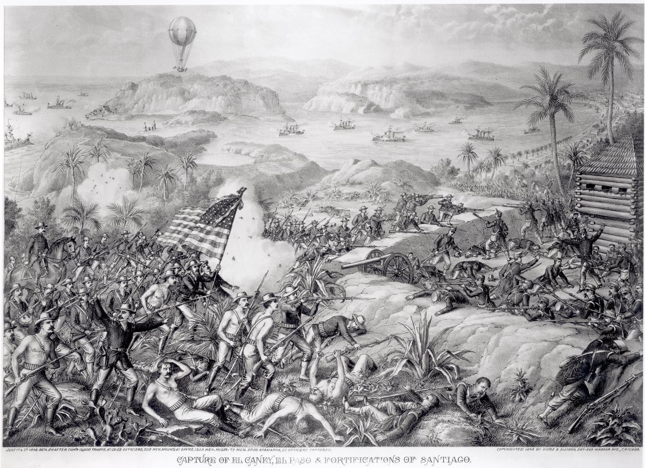 The Capture of El Caney, El Paso and Fortifications of Santiago, July 1898 by American School