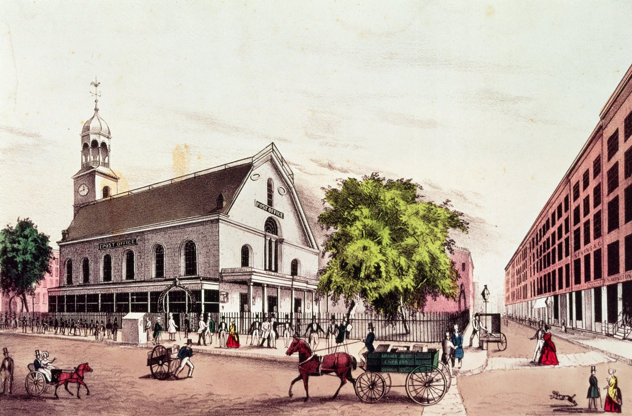 The Post Office, New York, Engraved by Nathaniel Currier (1813-88) by American School