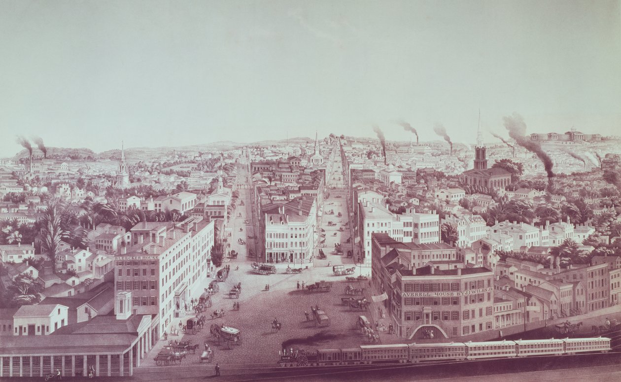 View of Utica City, New York State, engraved by D.W. Moody, pub. by F. Michelin by American School