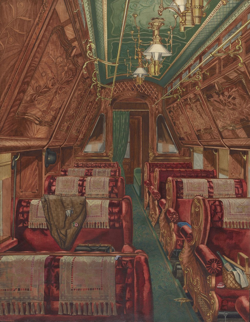 Interior of Pullman Coach, 1888 by American 20th Century