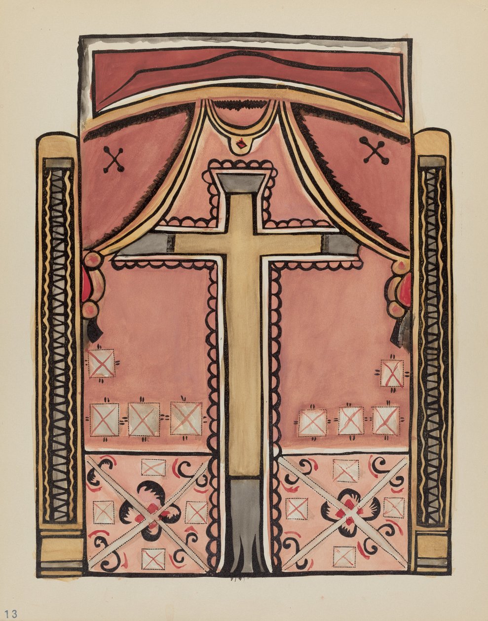 Plate 13: Designs with Cross, Chimayo: From Portfolio "Spanish Colonial Designs of New Mexico" by American 20th Century