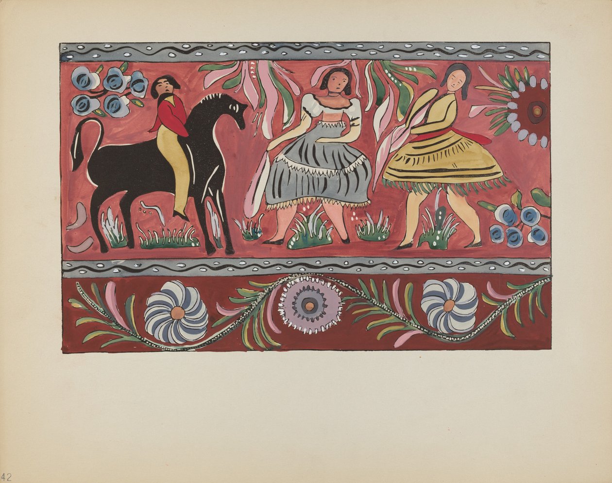 Plate 42: Painted Chest Design: From Portfolio "Spanish Colonial Designs of New Mexico" by American 20th Century