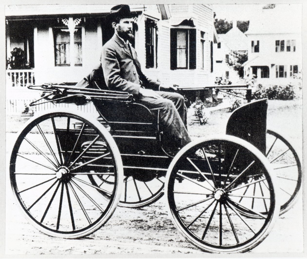 First American automobile, designed and built by Charles and Frank Duryea by American Photographer