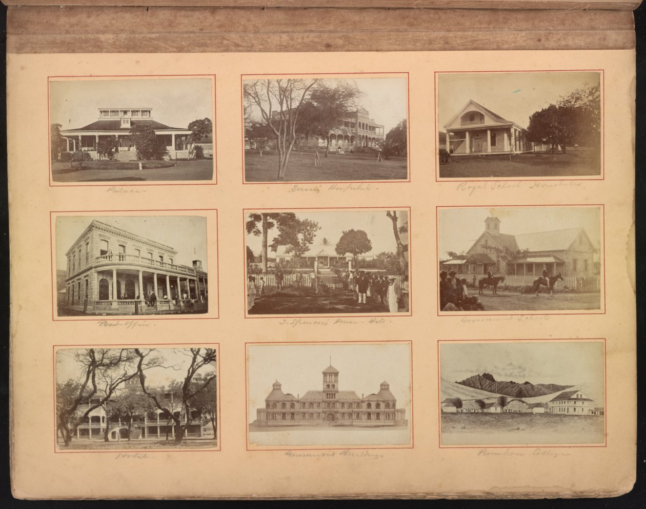 Hawaii album, p. 12, schools and other buildings, including the Queen