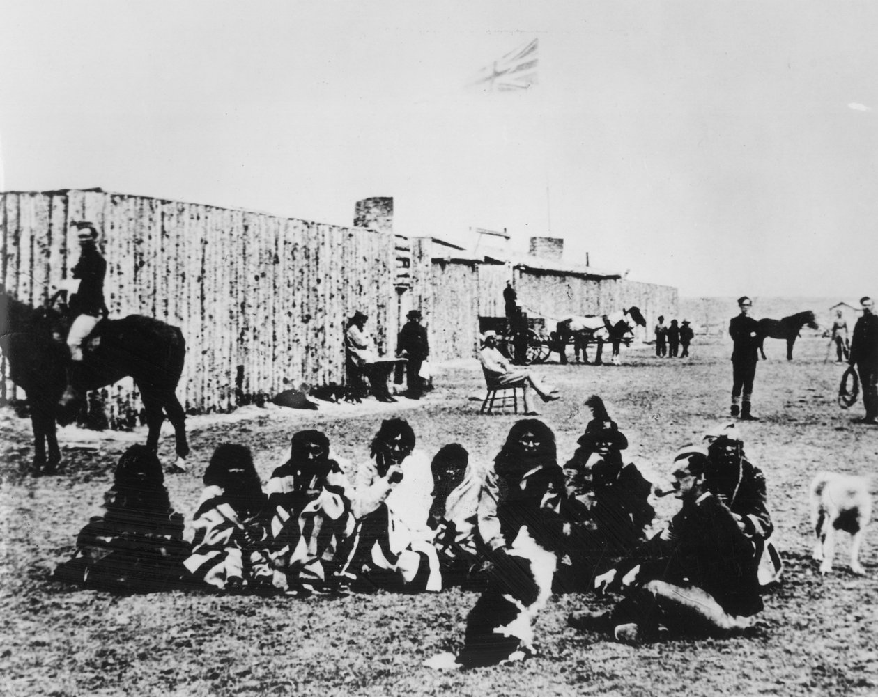 North West Mounted Police at Fort Calgary in 1876 by American Photographer