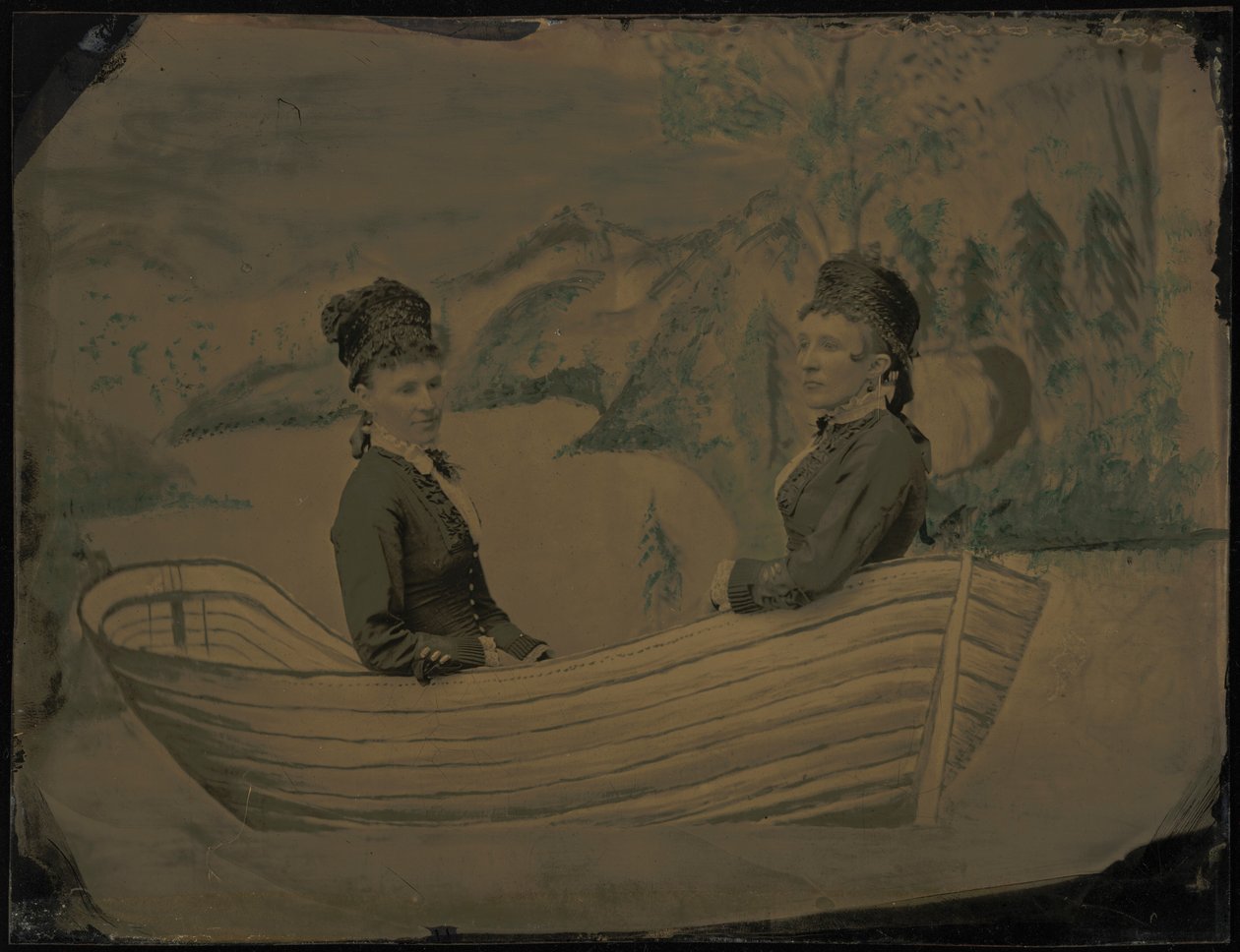 Portrait of Two Women in a Boat, 1880s by American Photographer