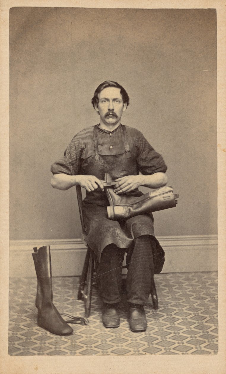 Portrait of a Bootmaker, c. 1863 by American Photographer