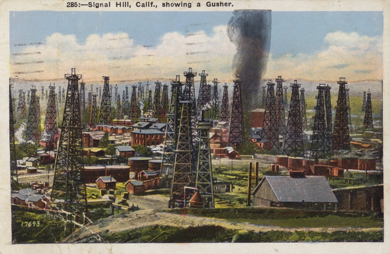 Signal Hill, California, showing a Gusher by American Photographer