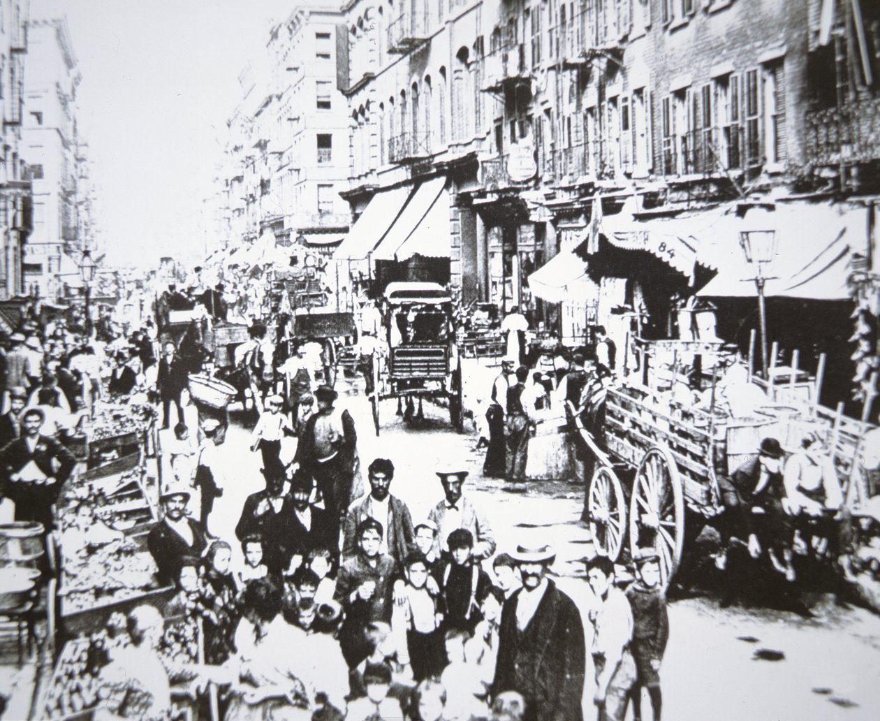 Street market in Mulberry Street, Lower East Side, New York City by American Photographer