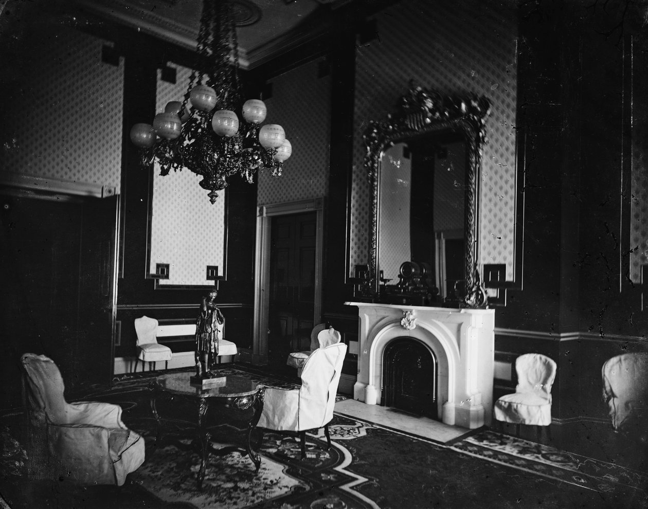White House interior, Old Green Room, Presidents Study, 1860-80 by American Photographer