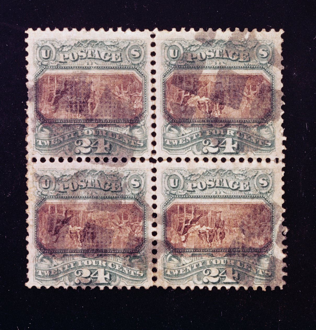 24-Cent Signing of the Declaration of Independence block of four, 1869 by American School