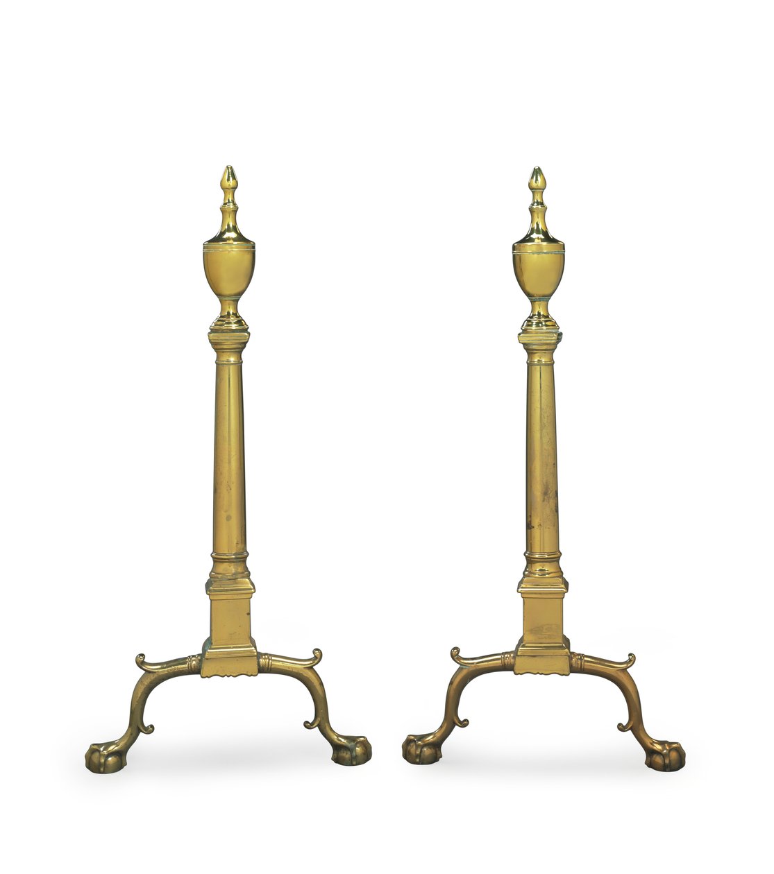 A Pair of Chippendale Andirons, Philadelphia or New York by American School