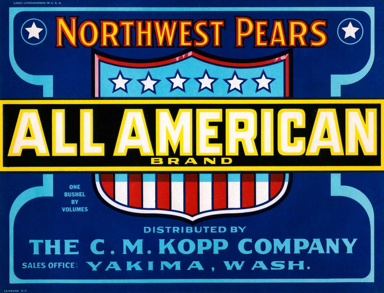 All American Brand Fruit Crate Label by American School