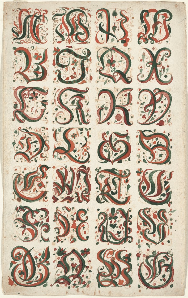 Alphabet, Fraktur Painting, c.1825-50 by American School