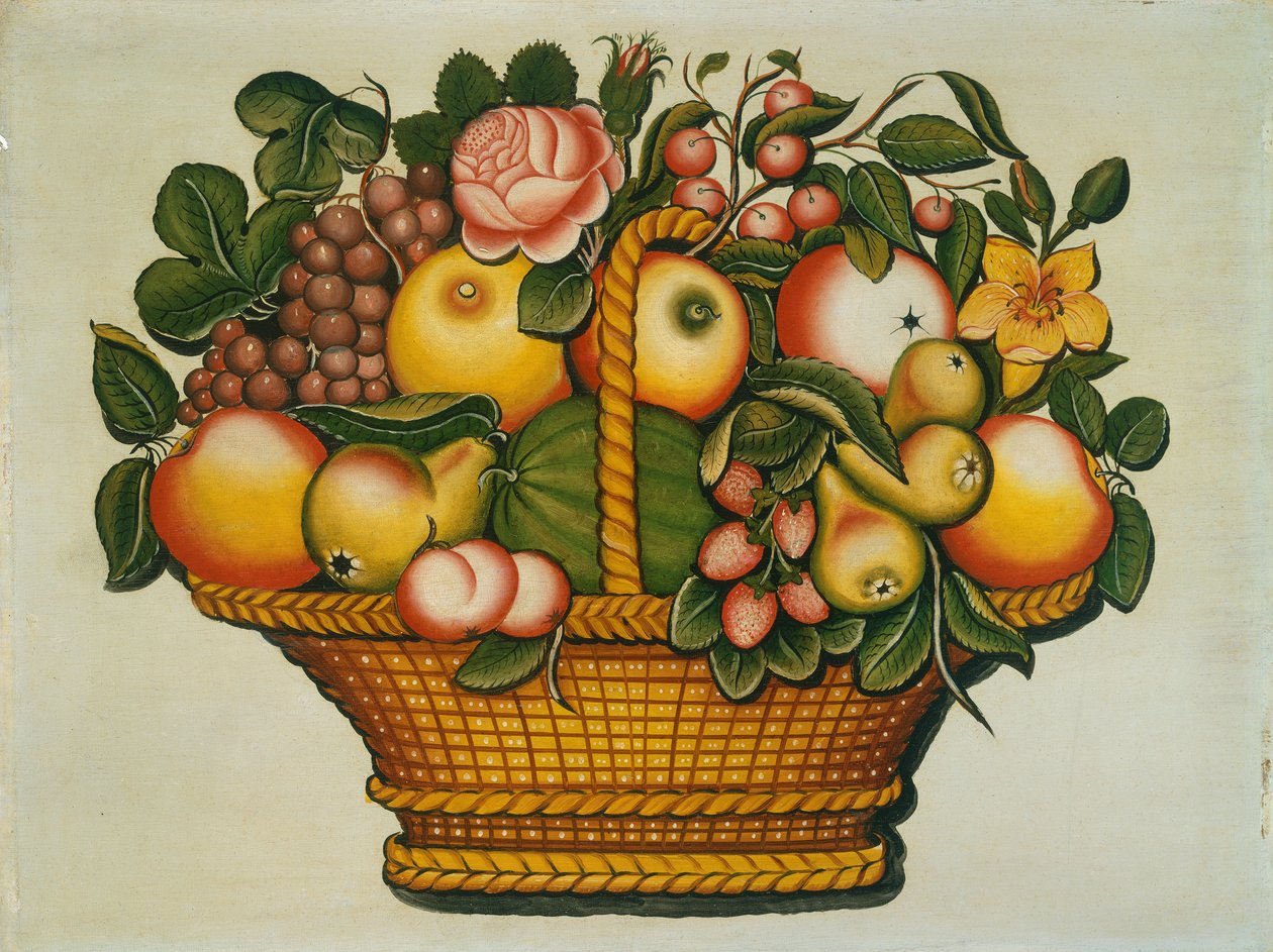 Basket of Fruit with Flowers, c.1830 by American School