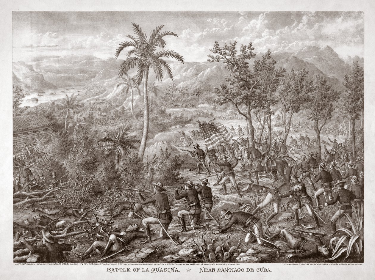 Battle of La Quasina, Near Santiago de Cuba, 1898 by American School