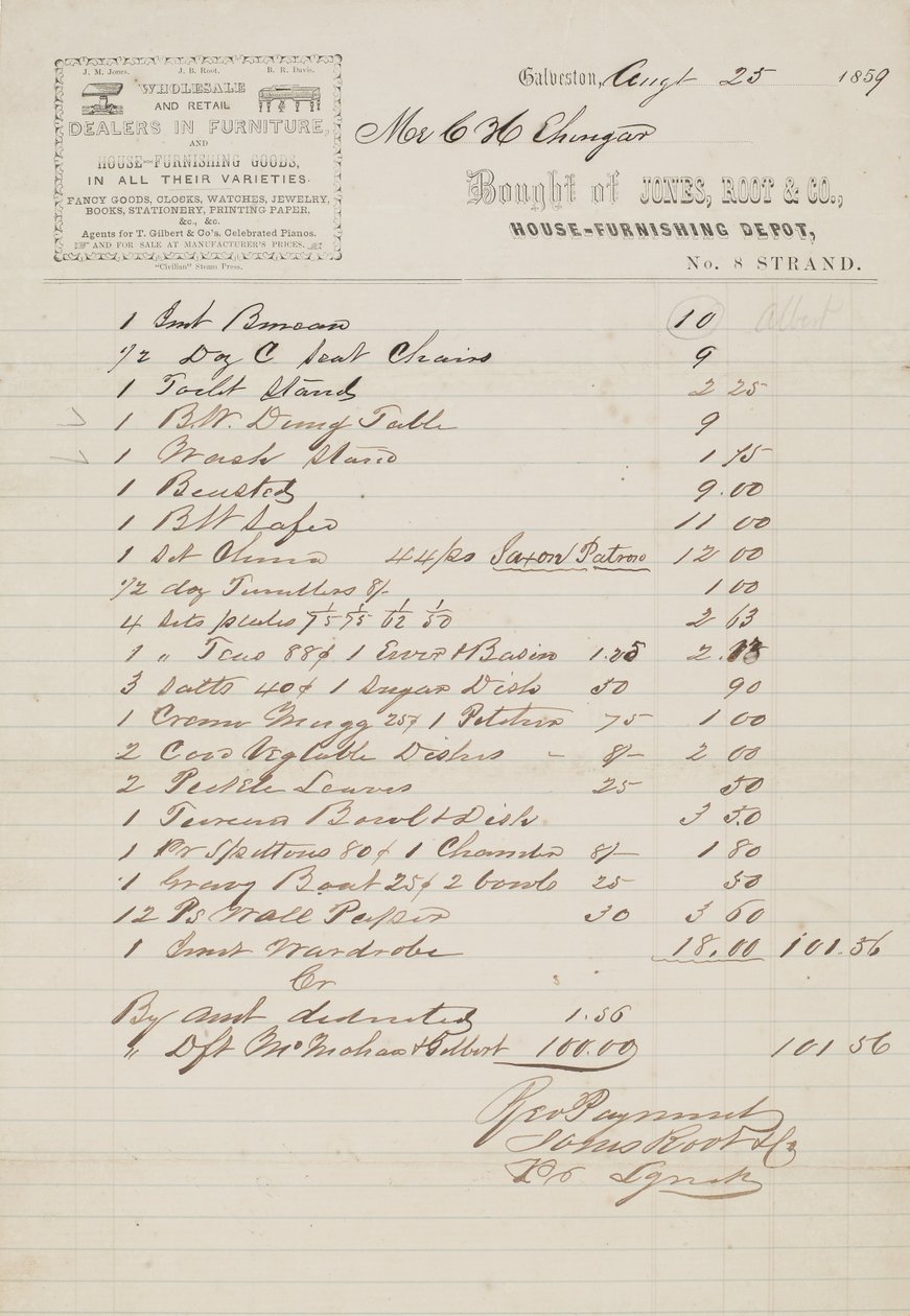 Bill of Sale dated August 25 by American School
