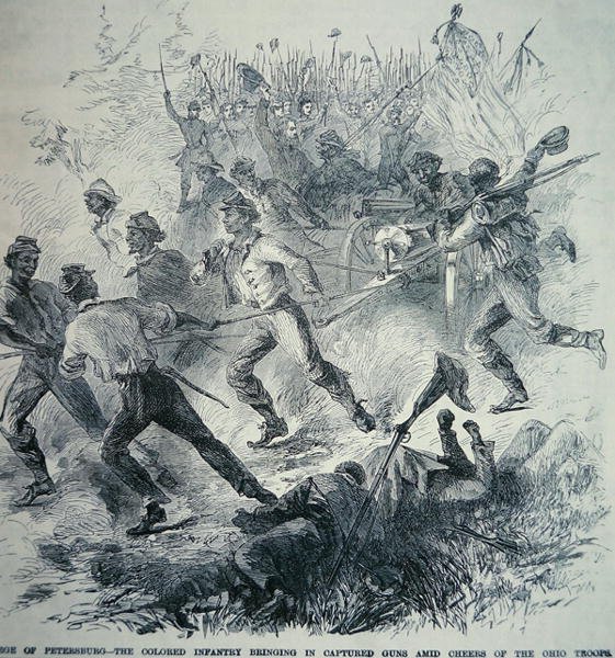 Black Troops of the Union Army bring in Captured Guns during the Siege of Petersburg (1864-65) by American School