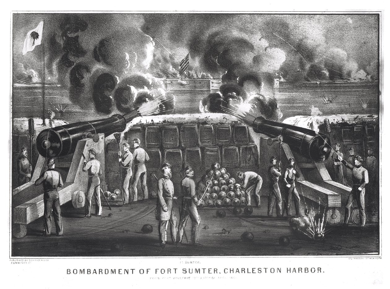 Bombardment of Fort Sumter, Charleston Harbour from Fort Moultrie, 12th and 13th April 1861, Pub. by Currier and Ives by American School