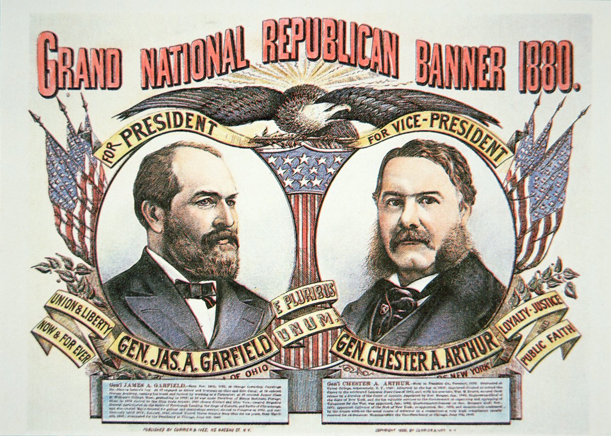 Campaign poster for presidential candidate James A. Garfield (1831-81) and running mate, Chester A. Arthur (1829-86) 1880 by American School