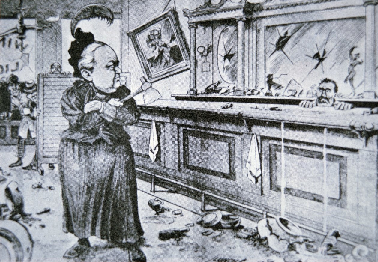 Carry Nation with her hatchet, c.1905 by American School