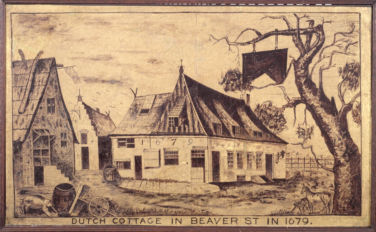 Dutch Cottage in Beaver Street in 1679, c.1853 by American School