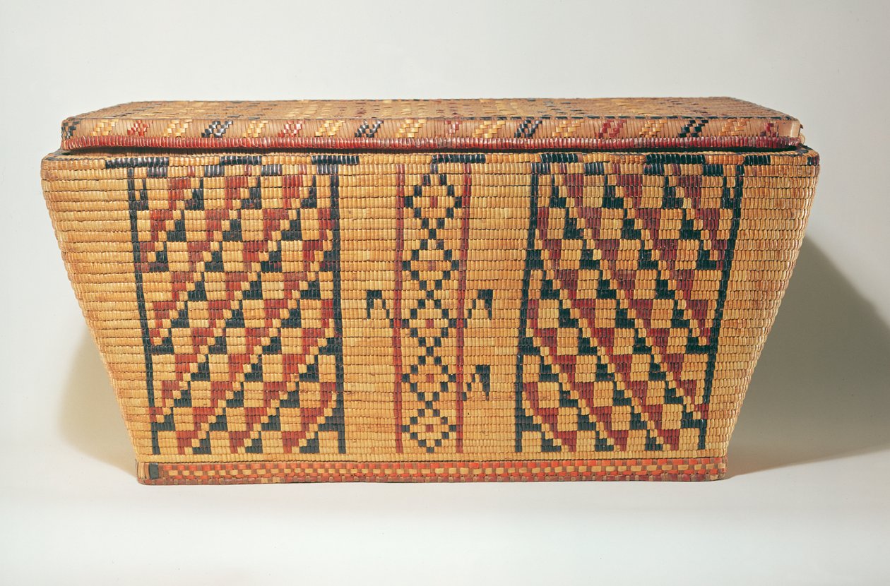 Eastern Woodlands geometric basket by American School