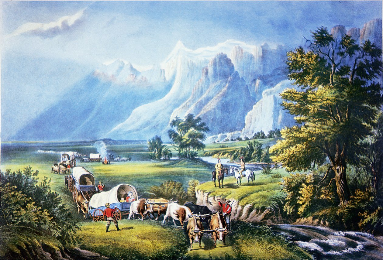 Emigrants crossing the Plains by American School