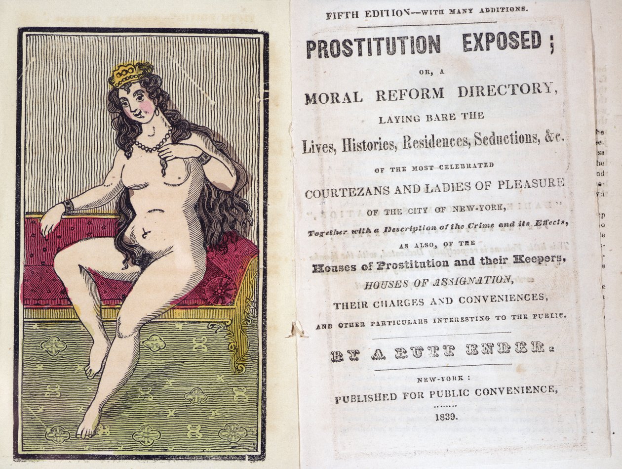 Frontispiece and titlepage to Prostitution Exposed by A. Butt Ender, published New York 1839 by American School