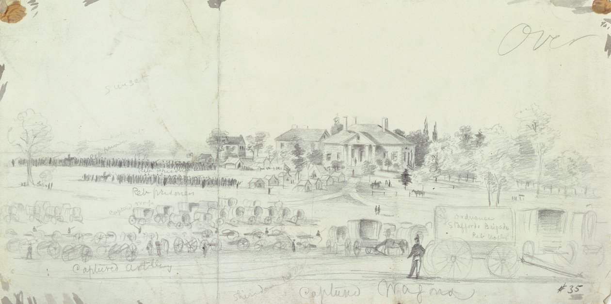 General View at the Close of the Battle, from the Civil War Sketchbooks by American School