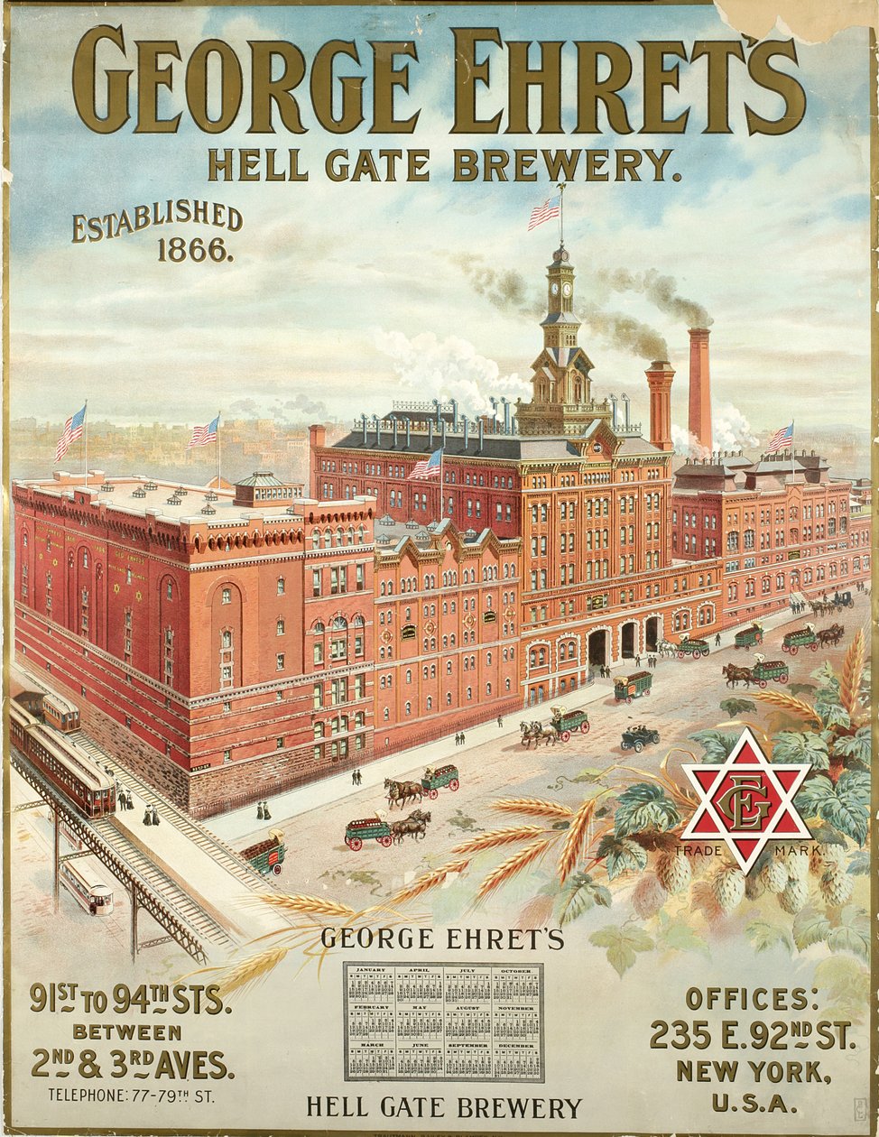 George Ehrets Hell Gate Brewery, Established 1866 by American School