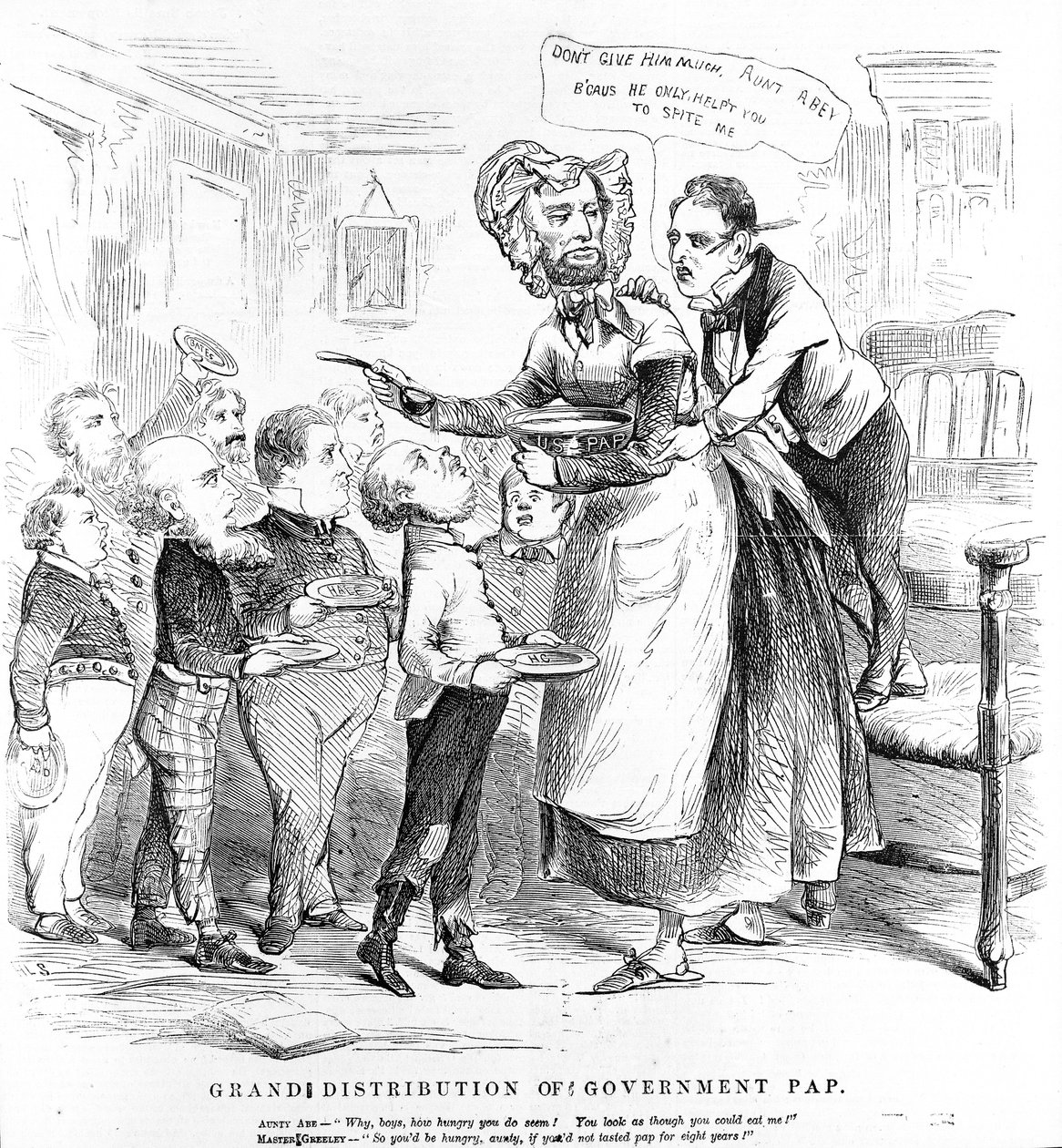 Grand Distribution of Government PAP, from the Humors of War by American School