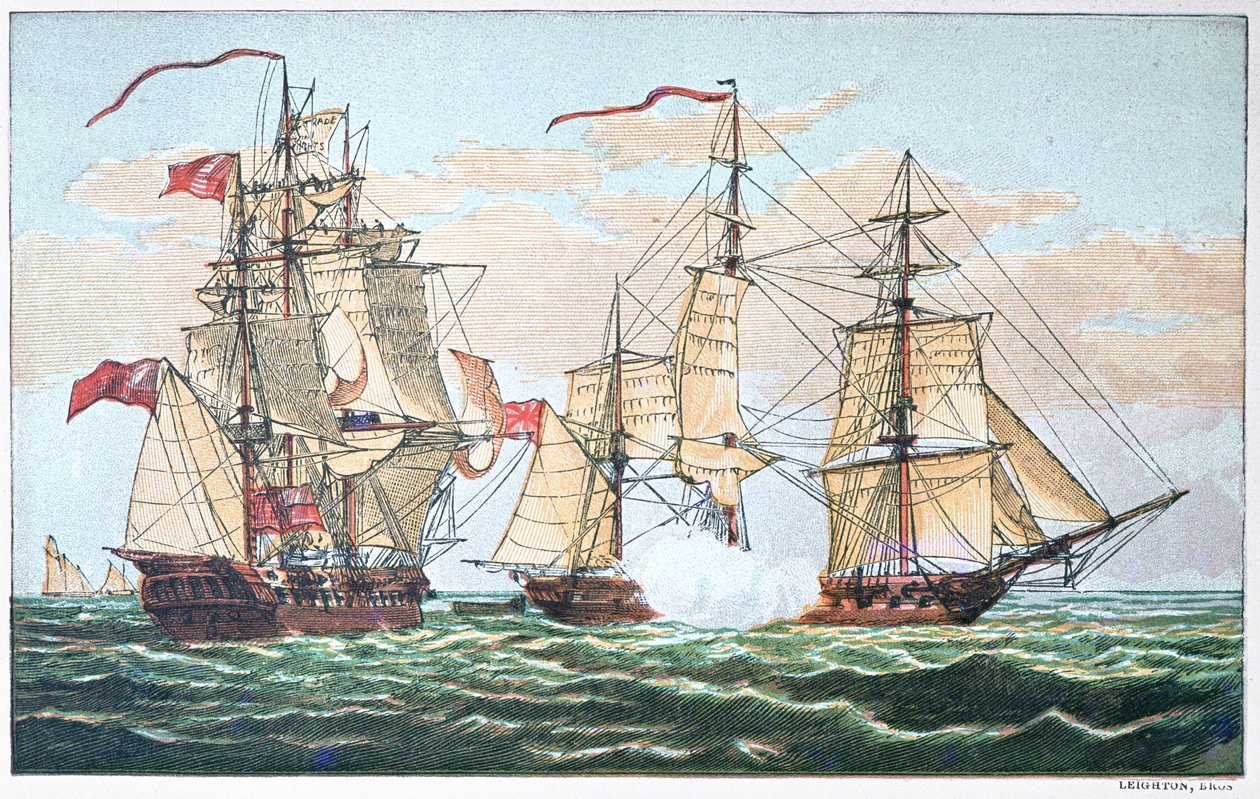HMS Shannon vs the American Chesapeake in 1813 during the War of 1812 by American School