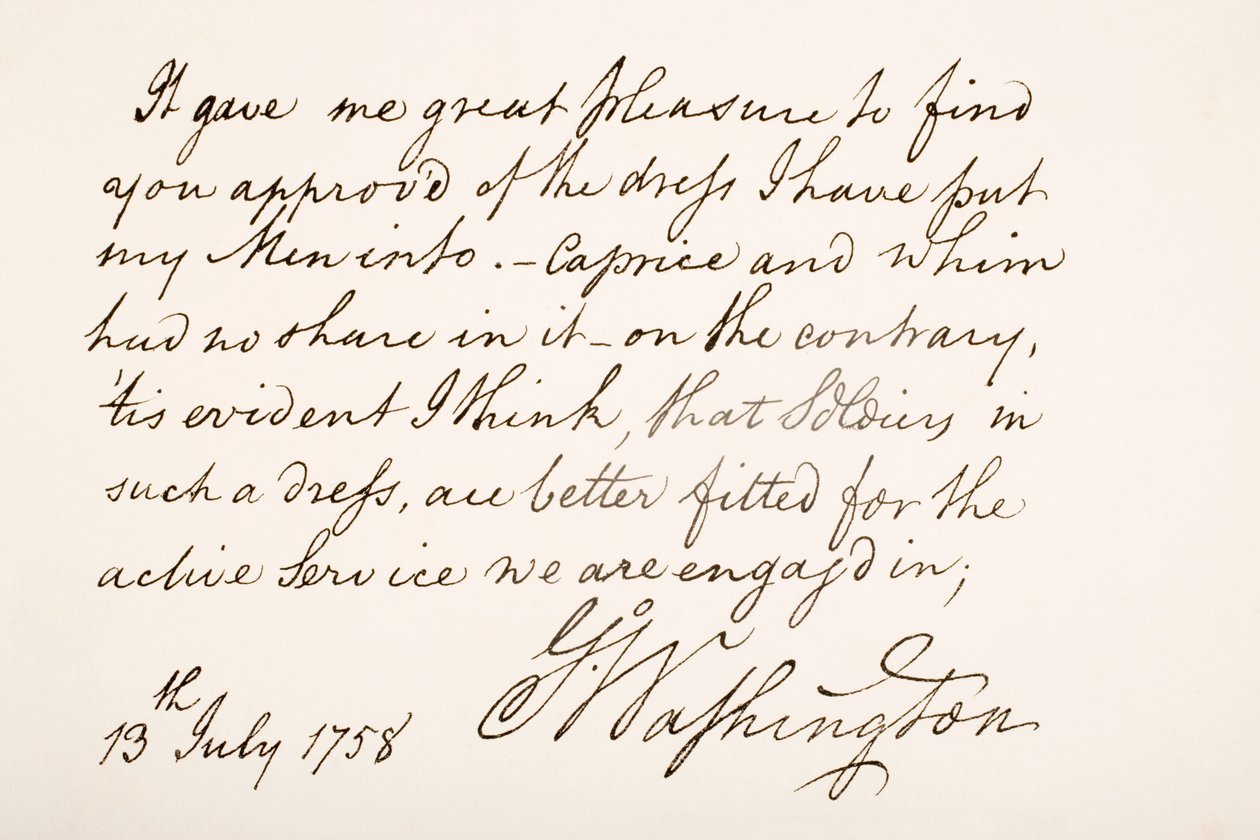 Handwriting and Signature of George Washington, 1758 by American School