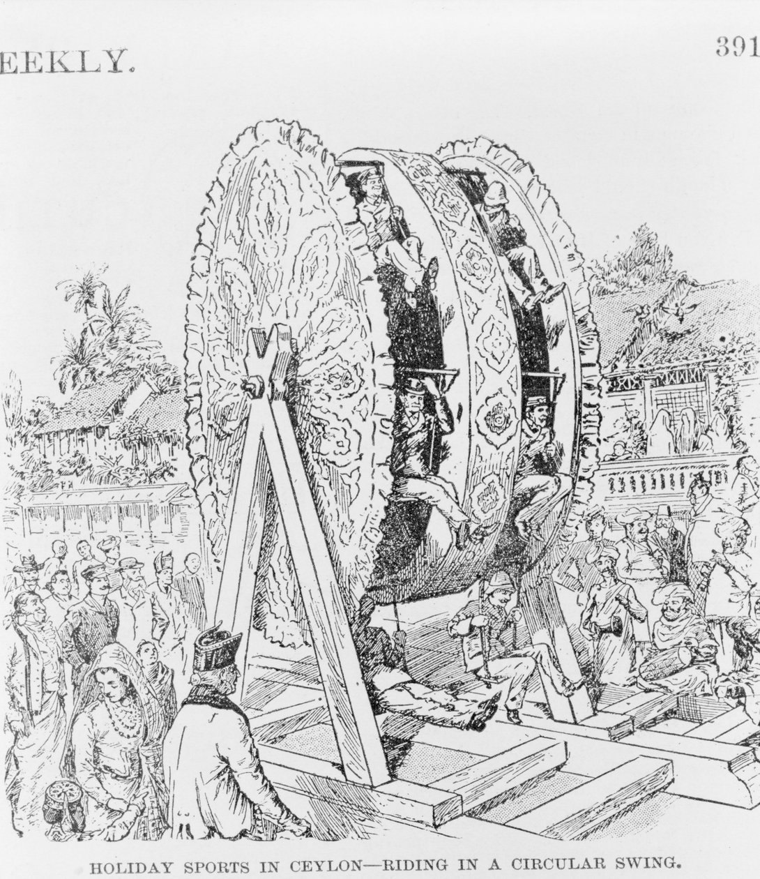 Holiday Sports in Ceylon, Riding in a Circular Wheel, c.1893 by American School