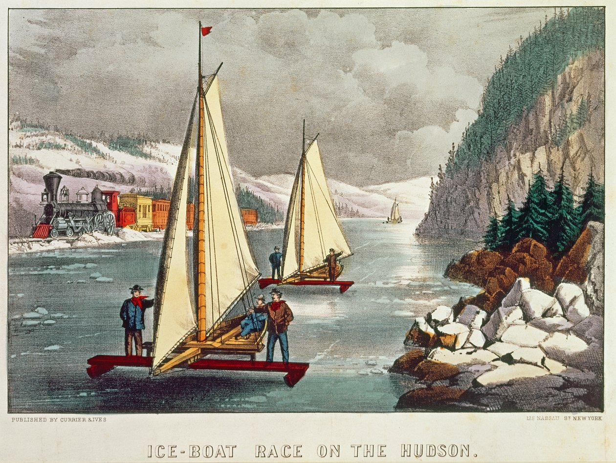 Ice-Boat Race on the Hudson by American School