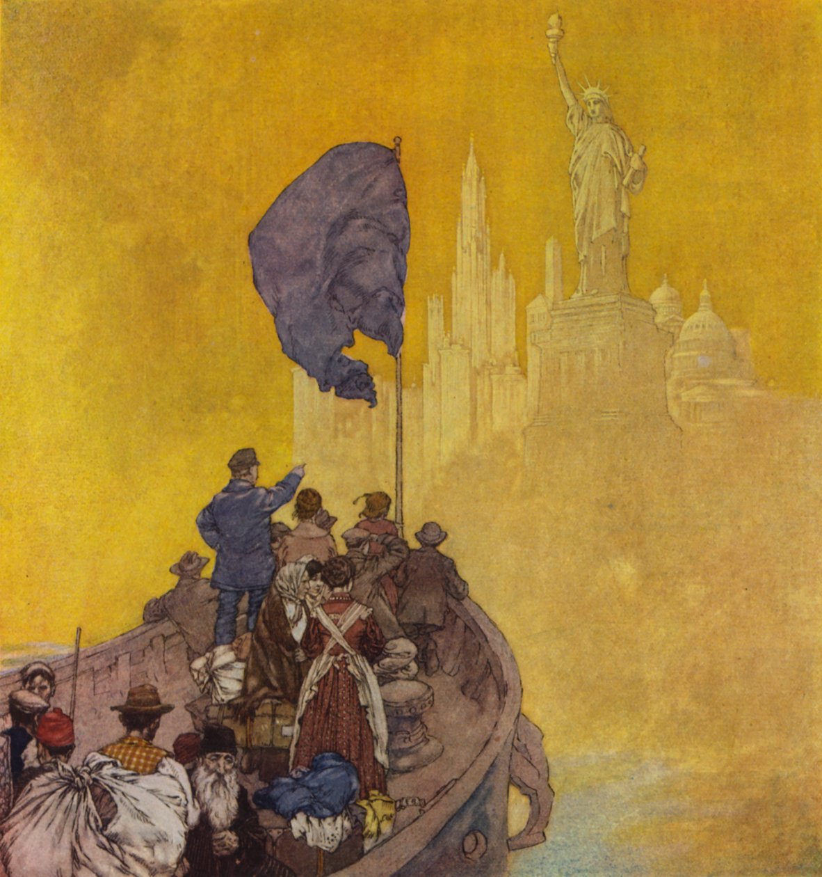 Immigrants Arriving in New York by American School