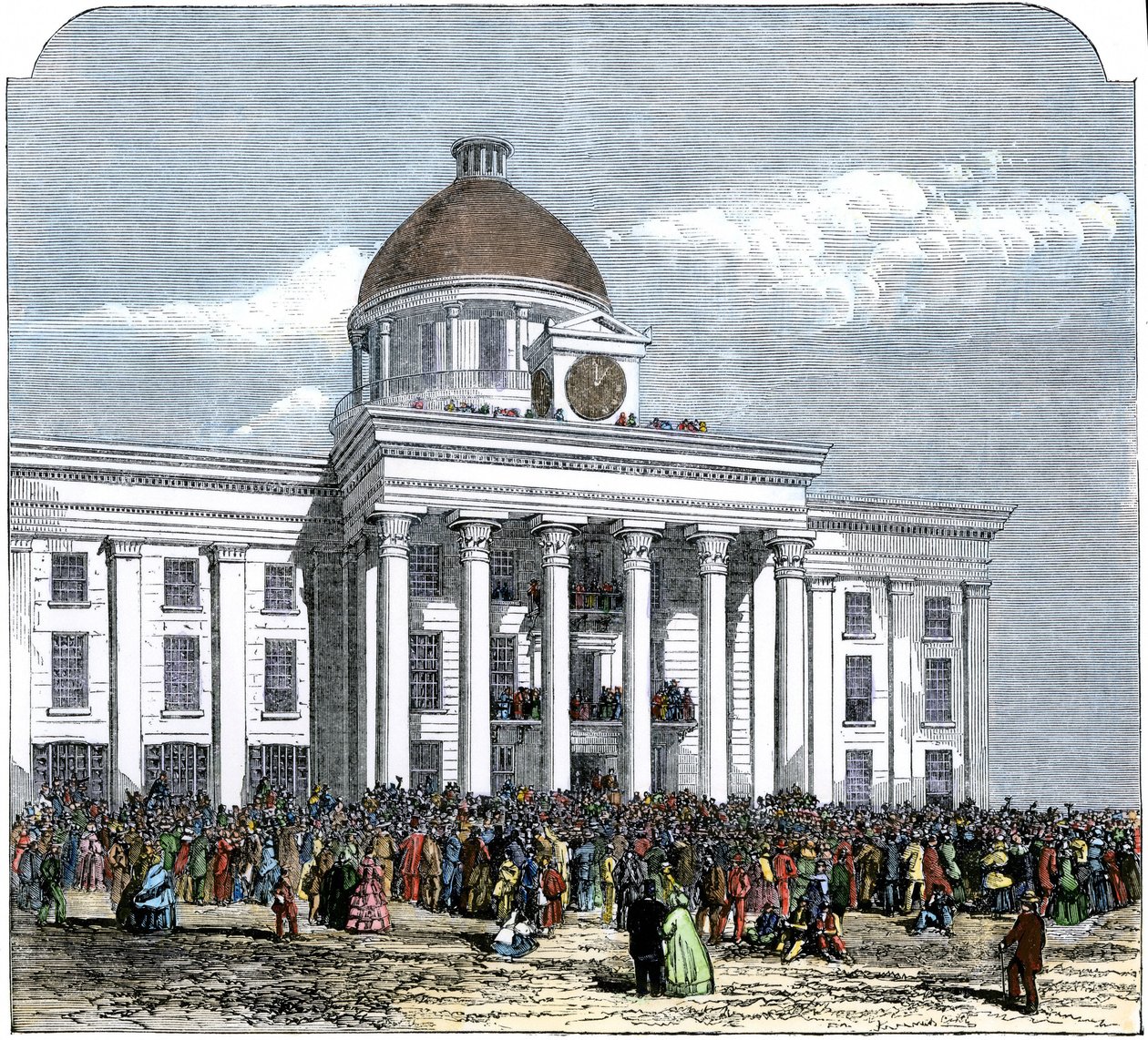 Inauguration of President Jefferson Davis as Head of the Confederate State of America, Montgomery City Hall, Alabama by American School