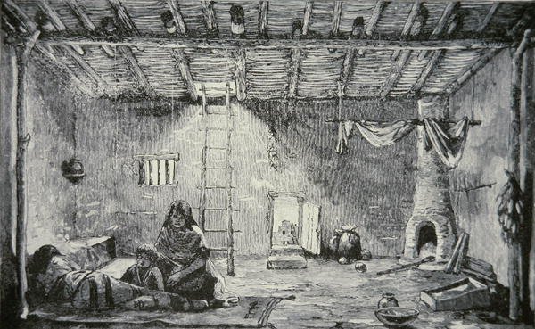 Interior of a Pueblo House by American School