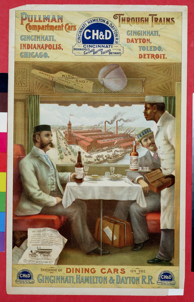 Interior of dining cars on the Cincinnati, Hamilton and Dayton Rail Road by American School