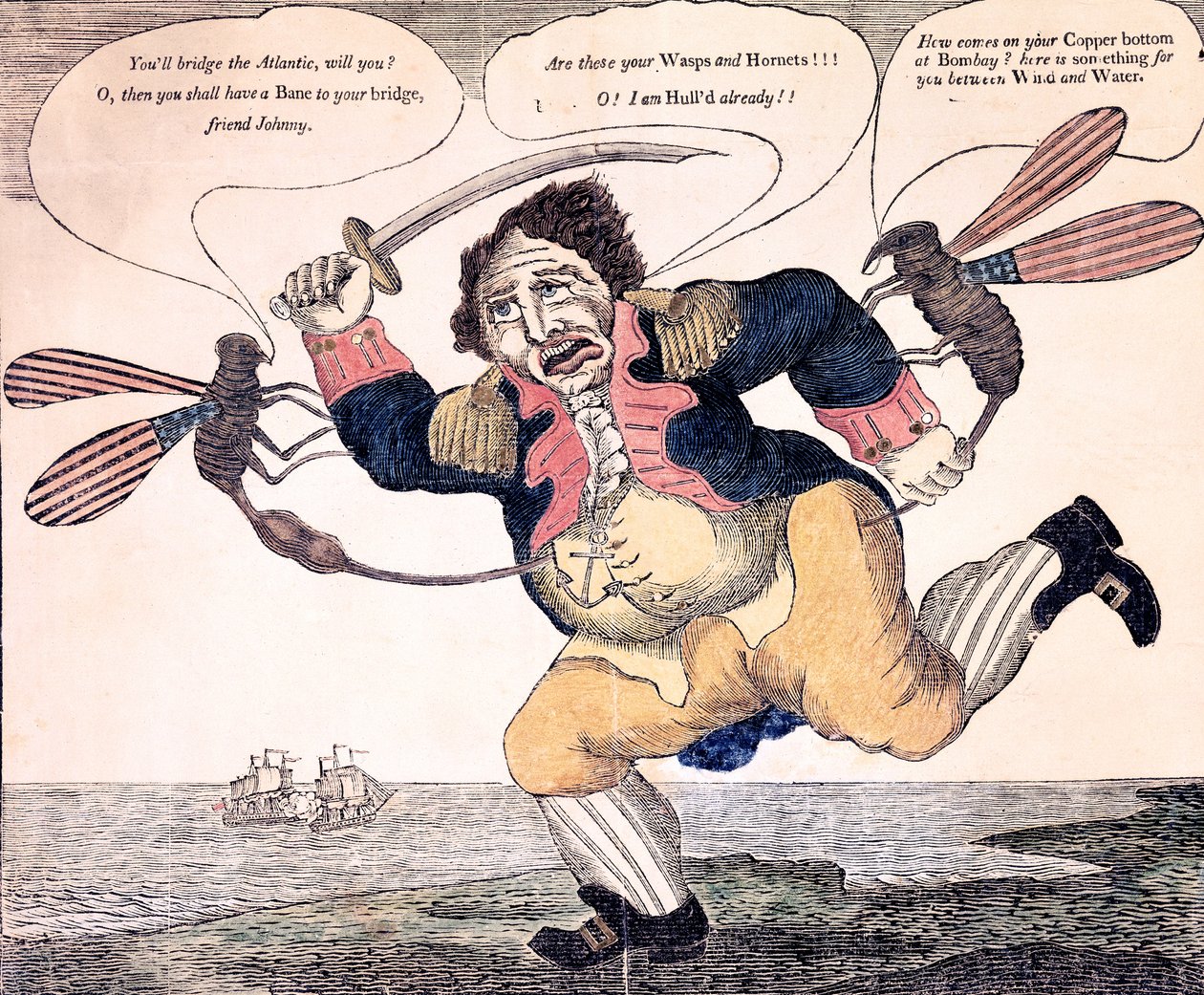 John Bull stung to agony by the Wasp and Hornet, c.1813 by American School