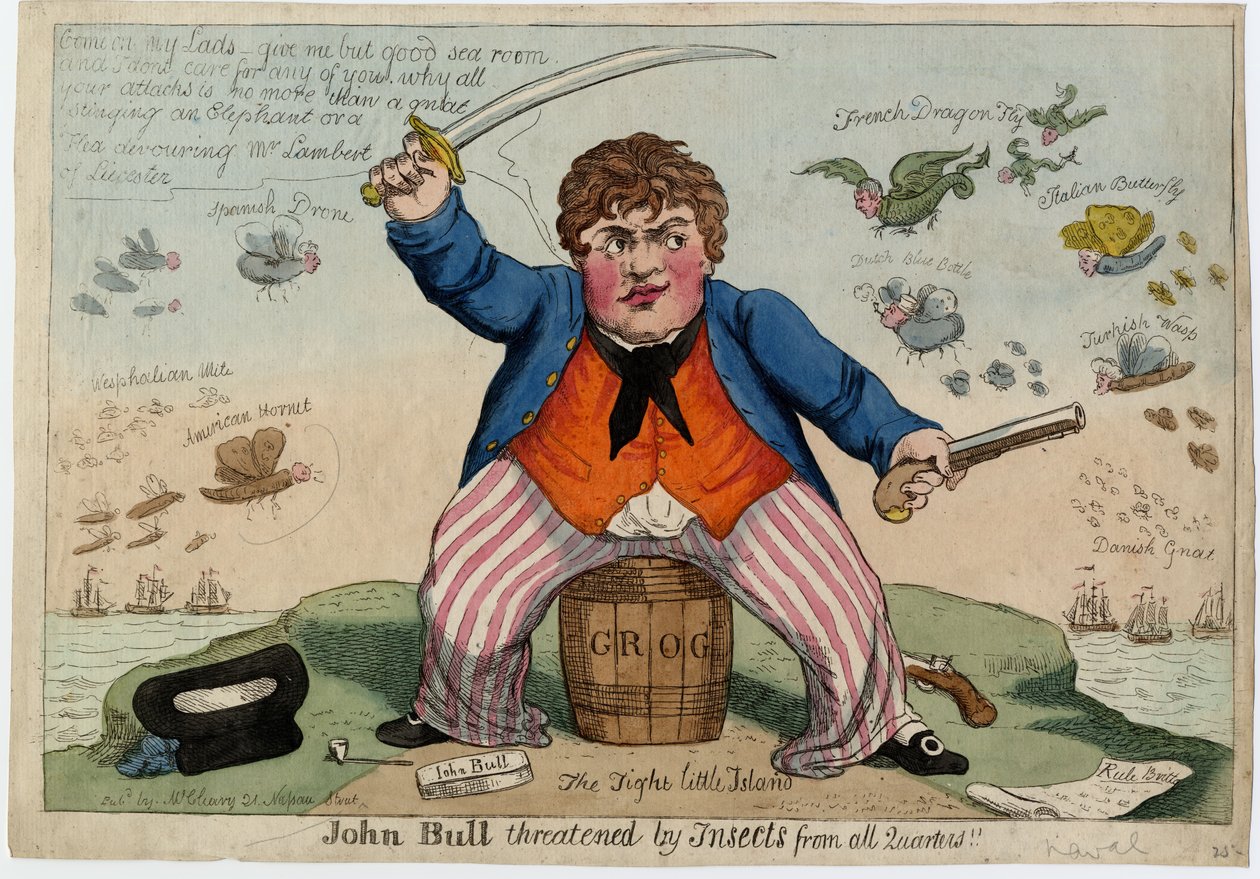 John Bull threatened by insects from all quarters by American School