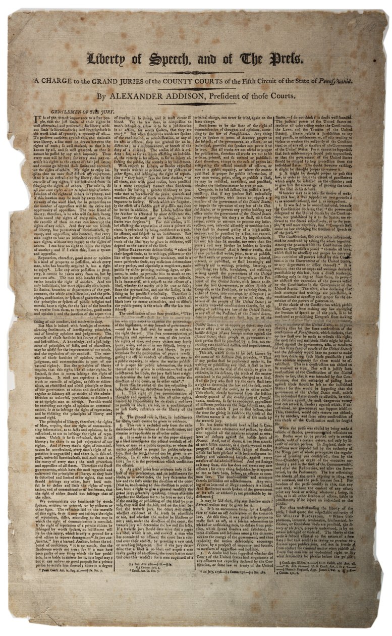 Liberty of Speech and of the Press, January 1799 by American School
